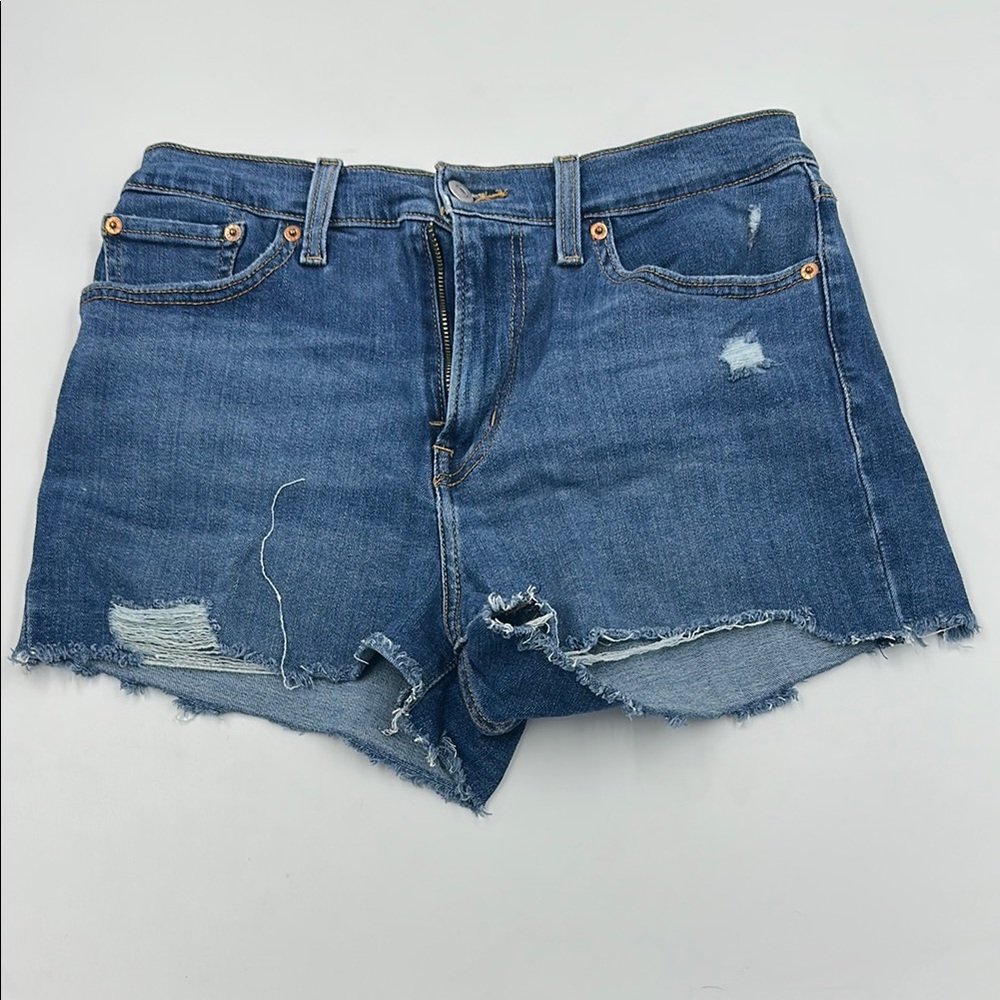 Levi's Blue Distressed Jean Shorts